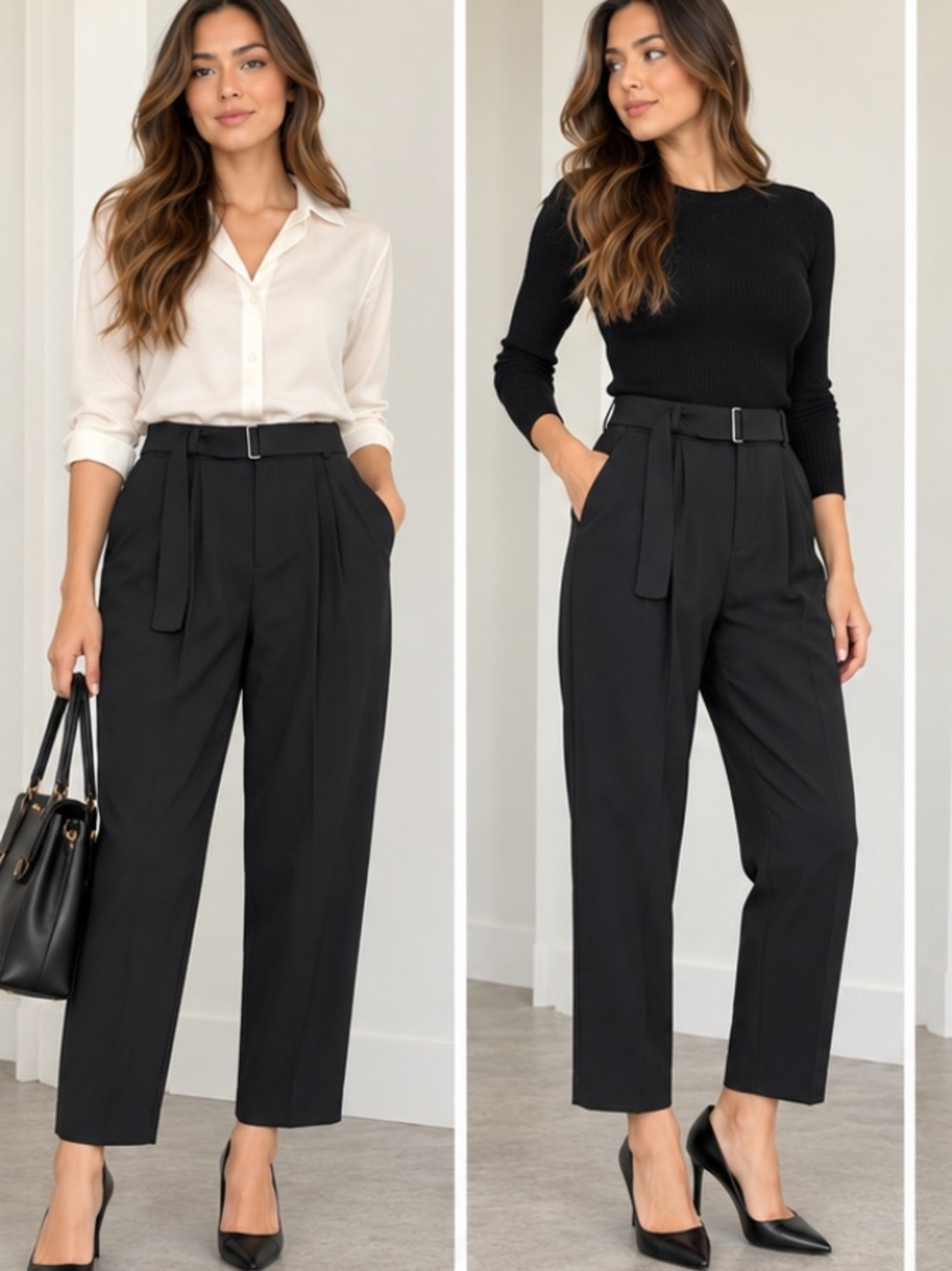 A.L.C. Shayna Pant. Pleated belt Black Size 10